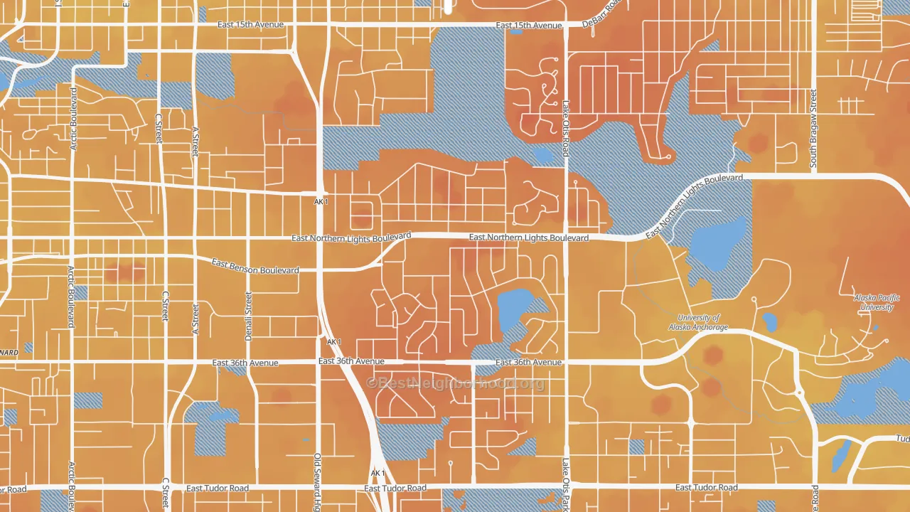 Transit Grade map of Rogers Park, Anchorage, AK