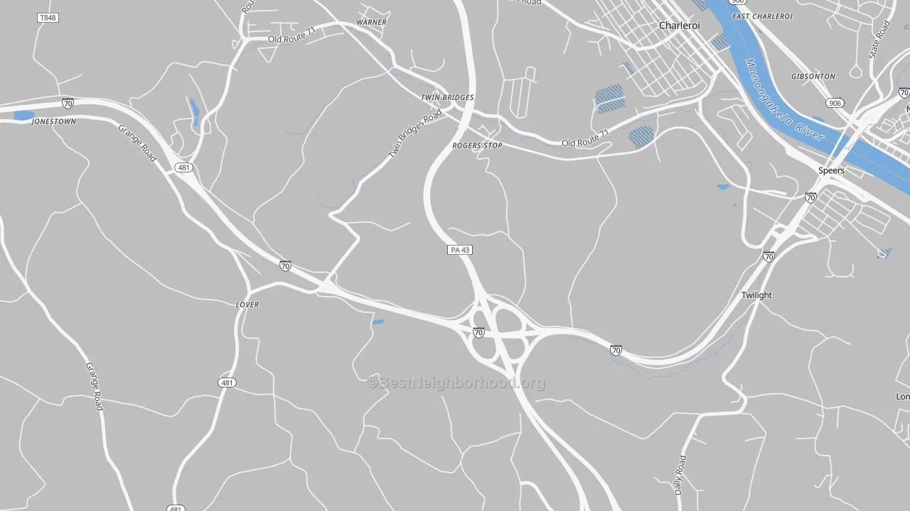 Transit Grade map of Rogers Stop, PA