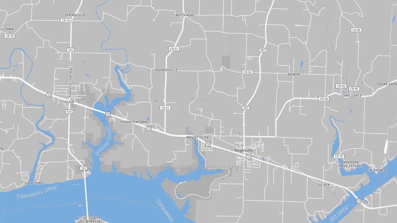 Transit Grade map of Rogersville, AL