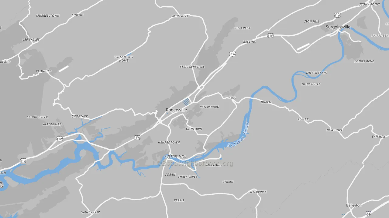 Transit Grade map of Rogersville, TN