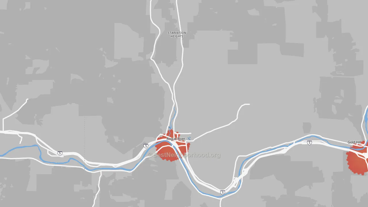 Transit Grade map of Rogue River, OR