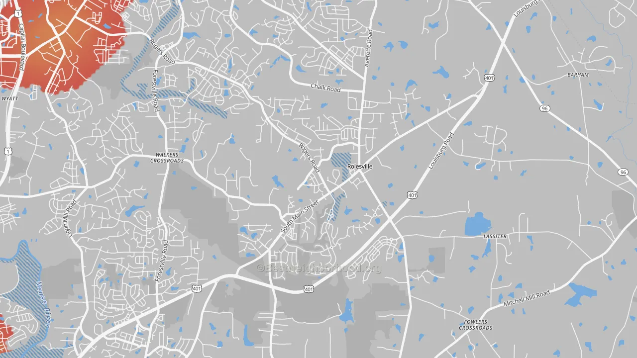 Transit Grade map of Rolesville, NC