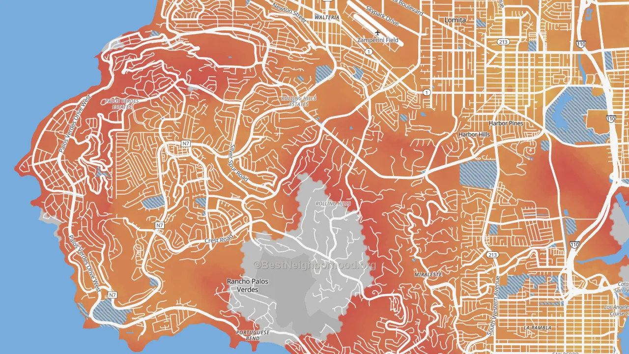 Transit Grade map of Rolling Hills Estates, CA