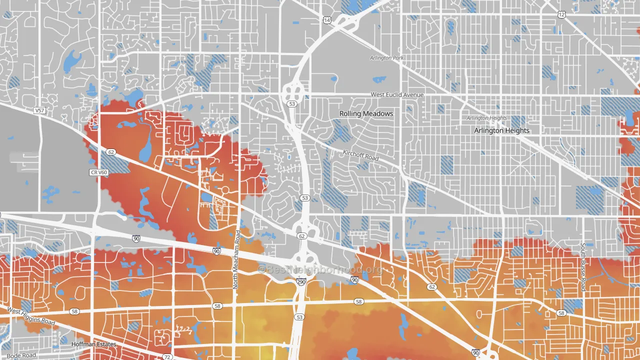 Transit Grade map of Rolling Meadows, IL