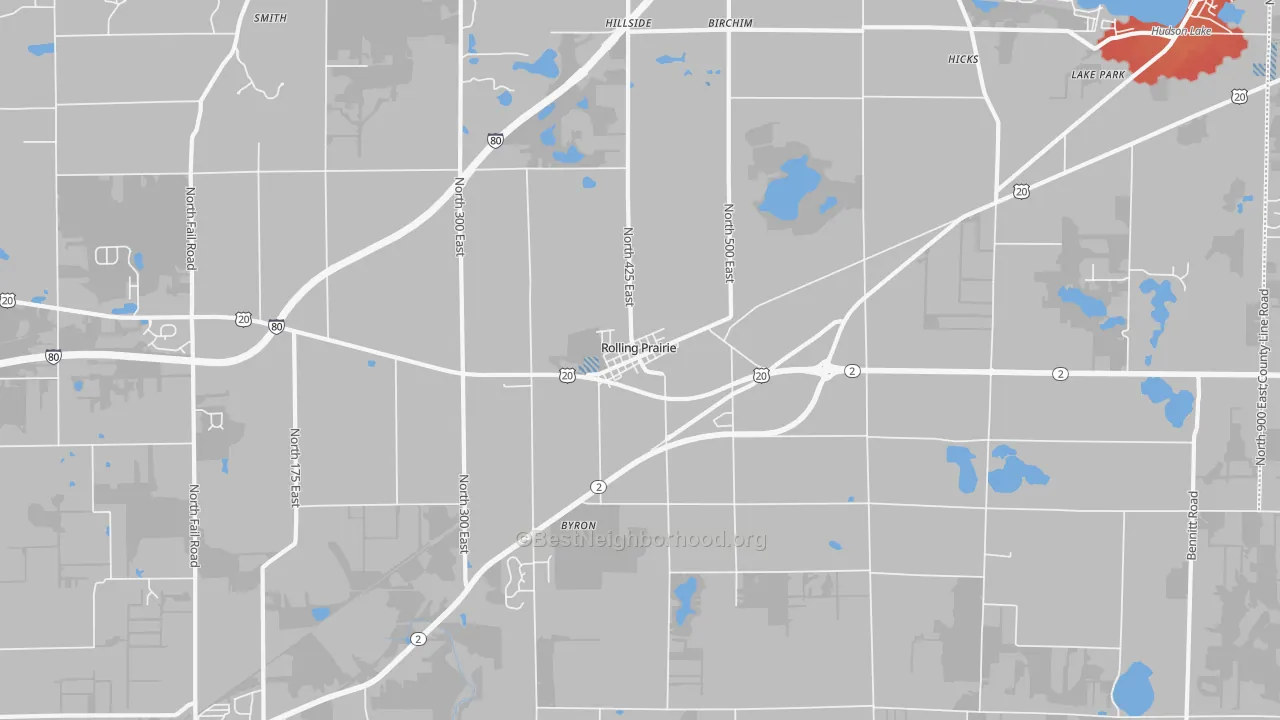 Transit Grade map of Rolling Prairie, IN
