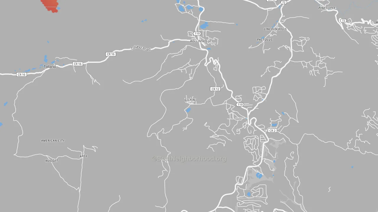 Transit Grade map of Rollinsville, CO