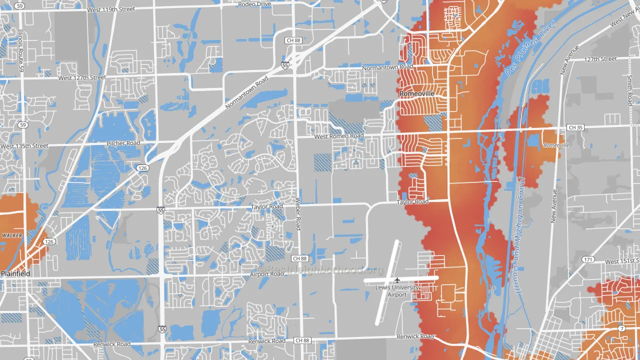 Transit Grade map of Romeoville, IL