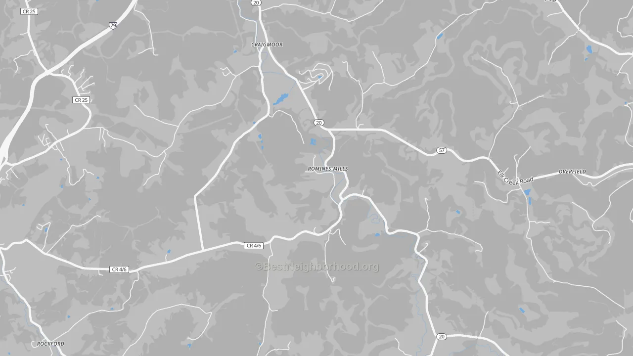 Transit Grade map of Romines Mills, WV
