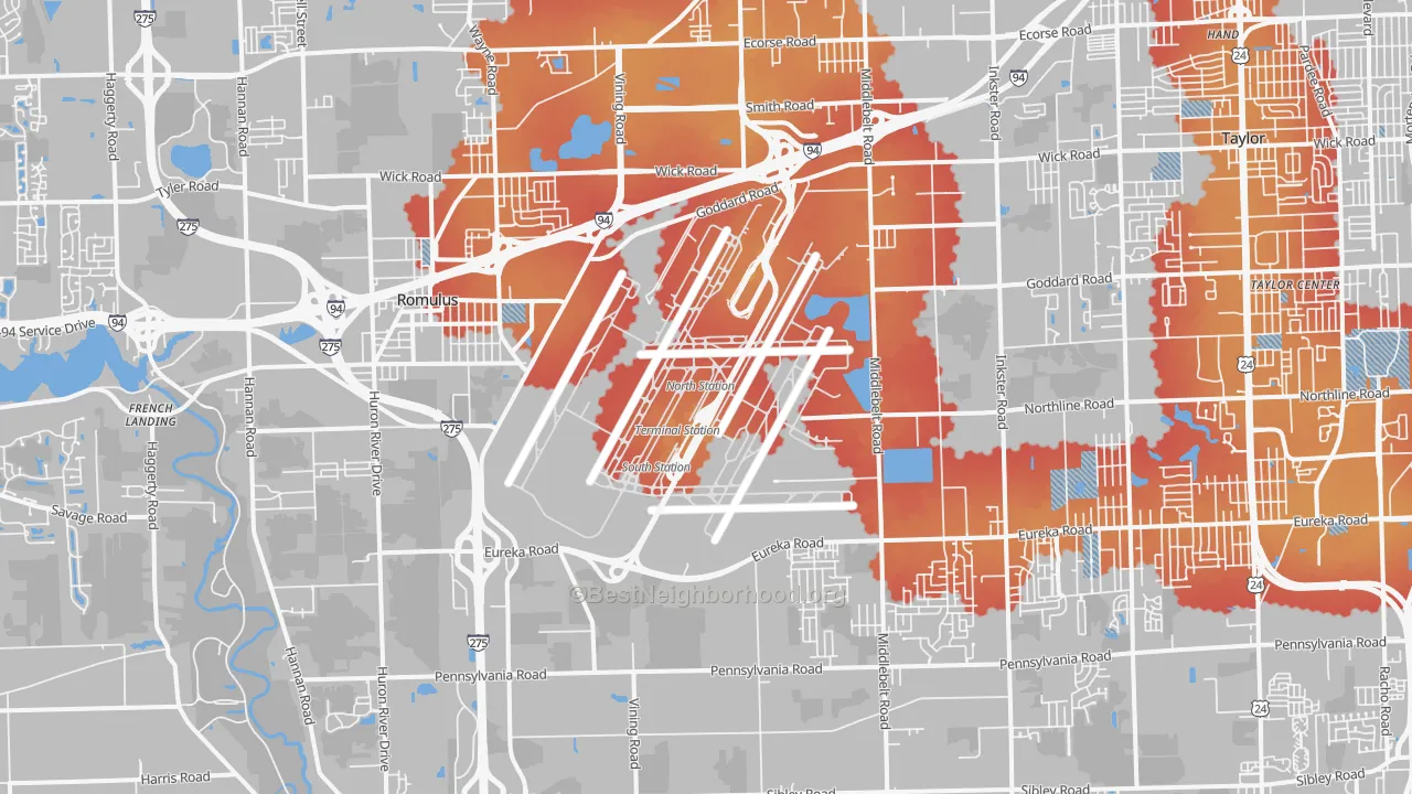 Transit Grade map of Romulus, MI