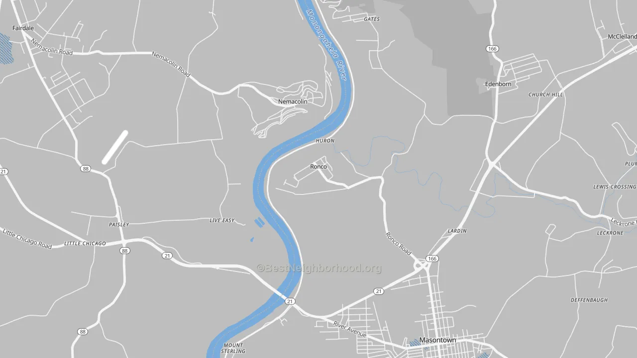 Transit Grade map of Ronco, PA