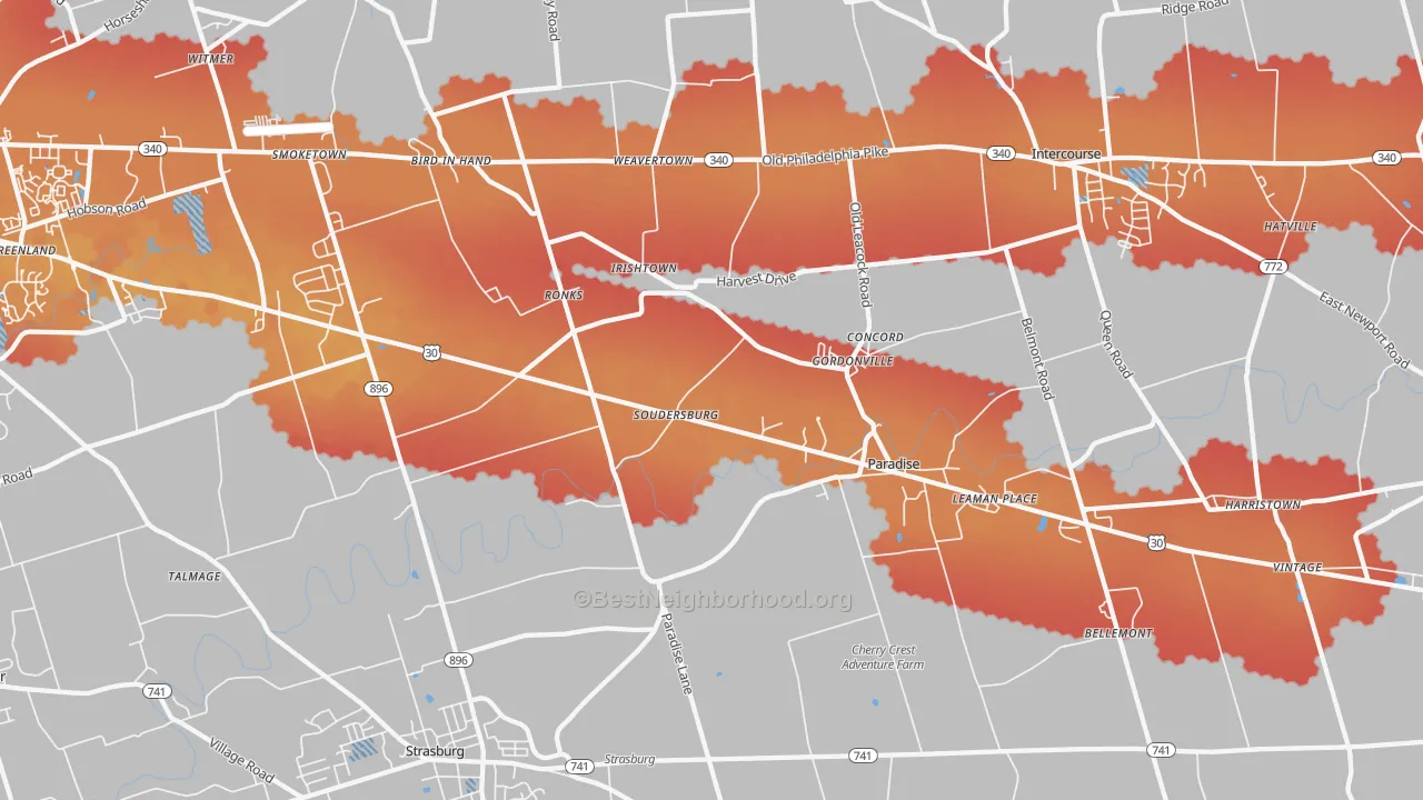 Transit Grade map of Ronks, PA