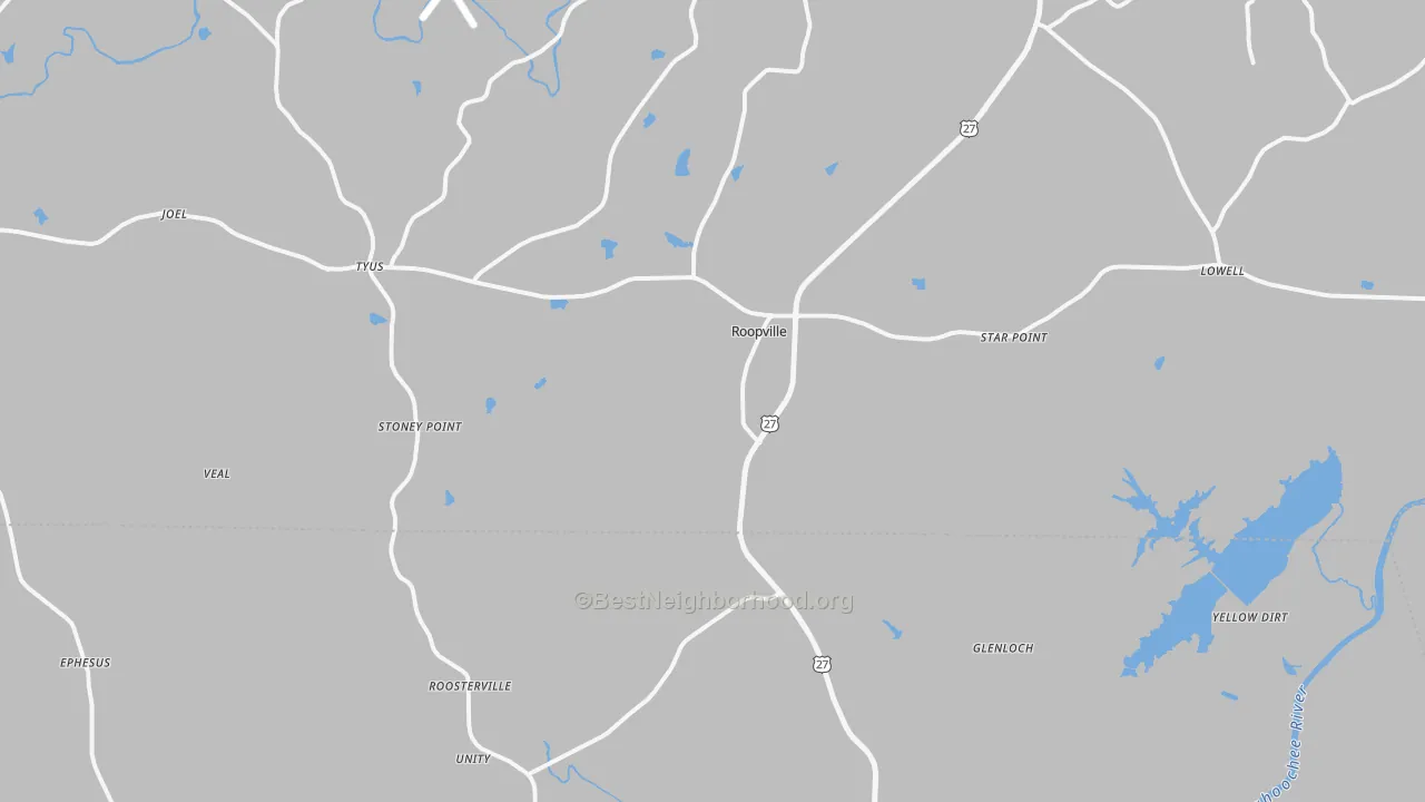 Transit Grade map of Roopville, GA