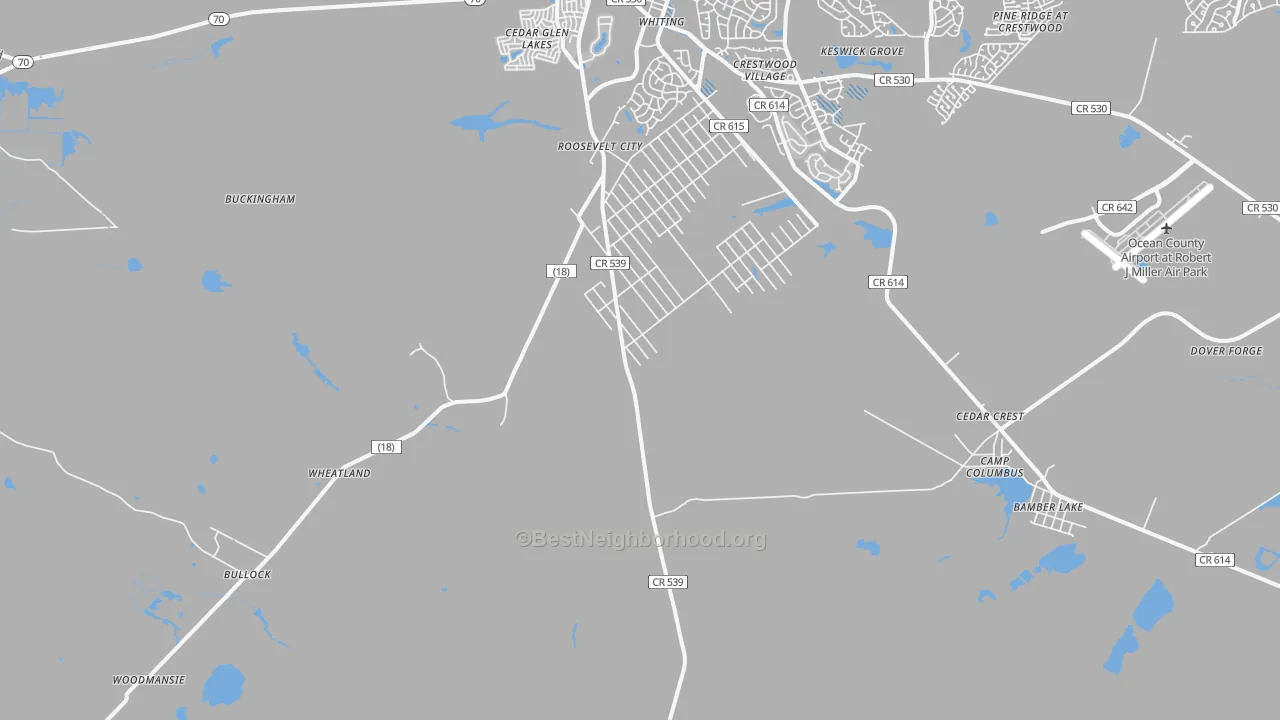 Transit Grade map of Roosevelt City, NJ