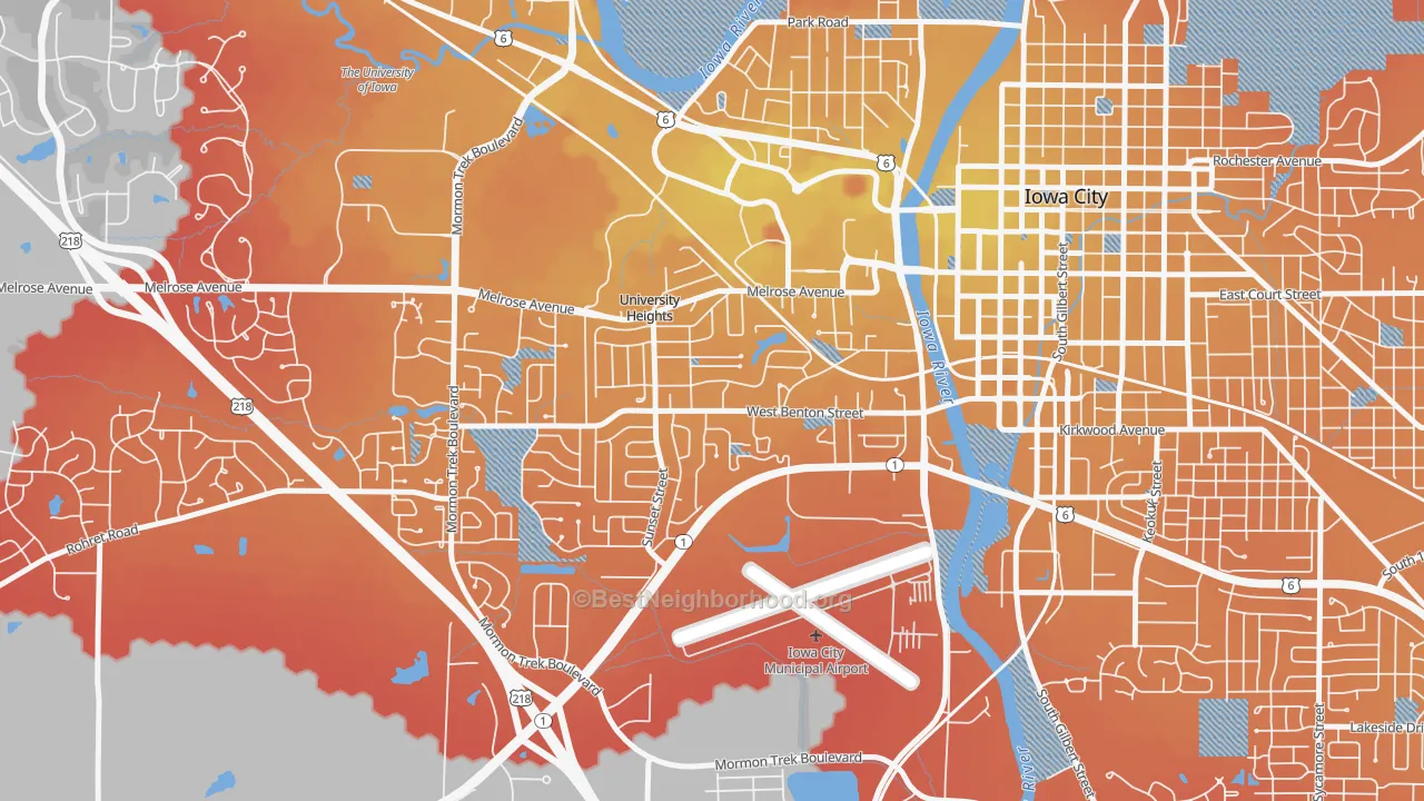 Transit Grade map of Roosevelt, Iowa City, IA