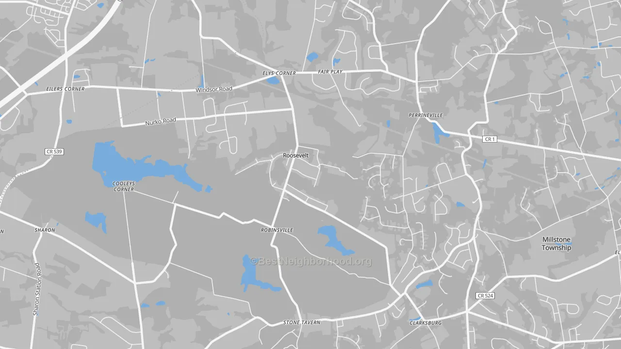 Transit Grade map of Roosevelt, NJ