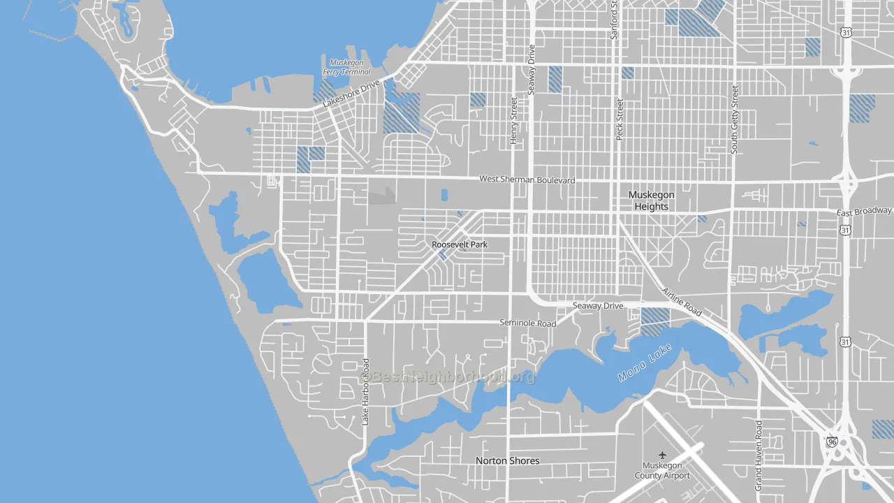 Transit Grade map of Roosevelt Park, MI