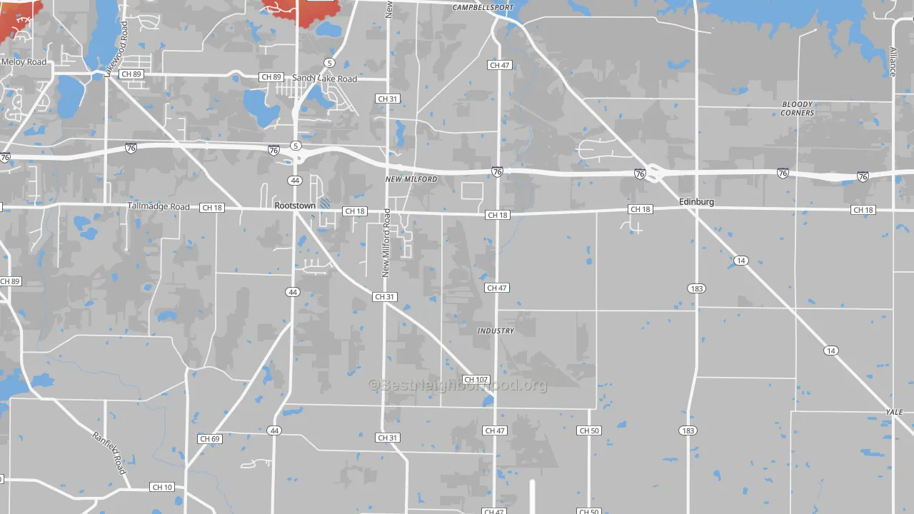 Transit Grade map of Rootstown, OH