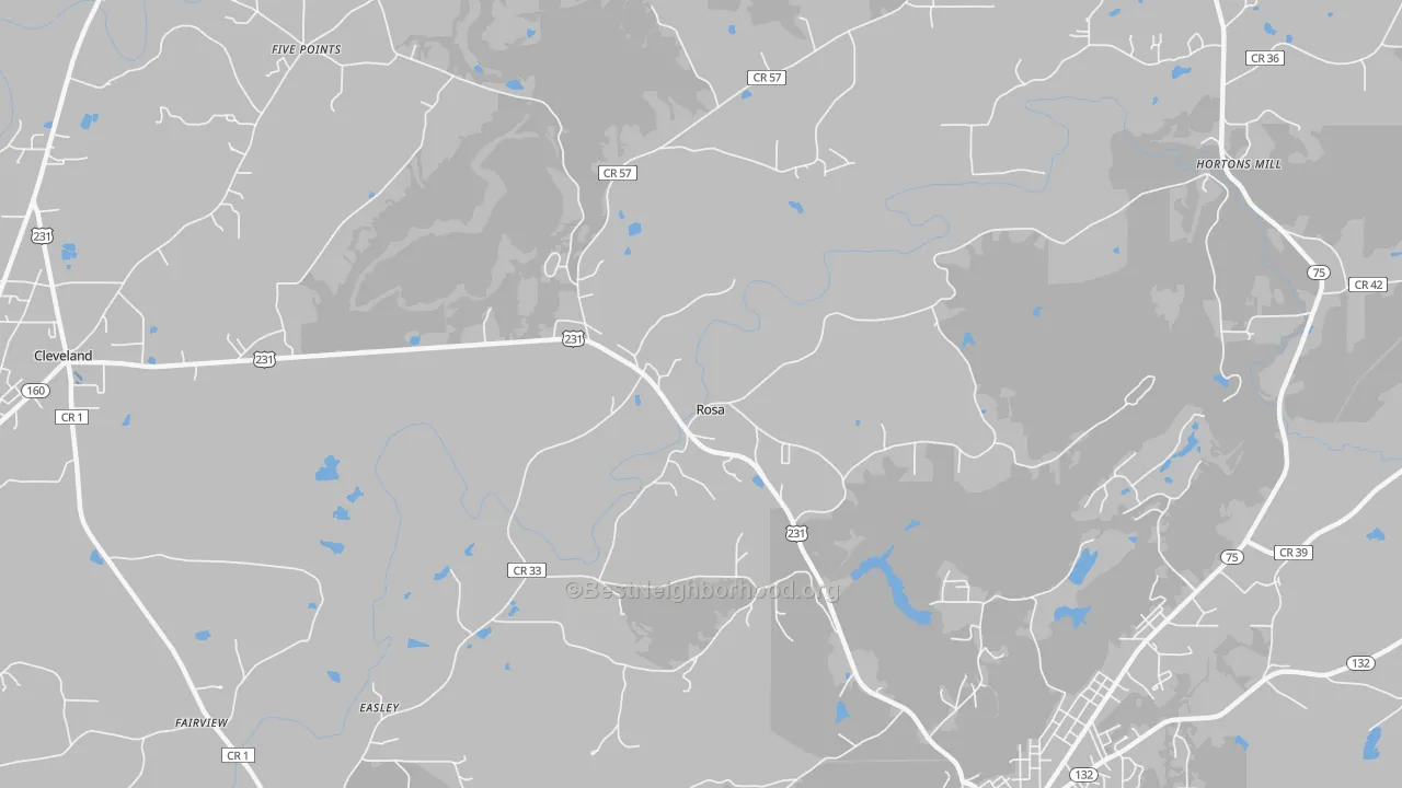 Transit Grade map of Rosa, AL