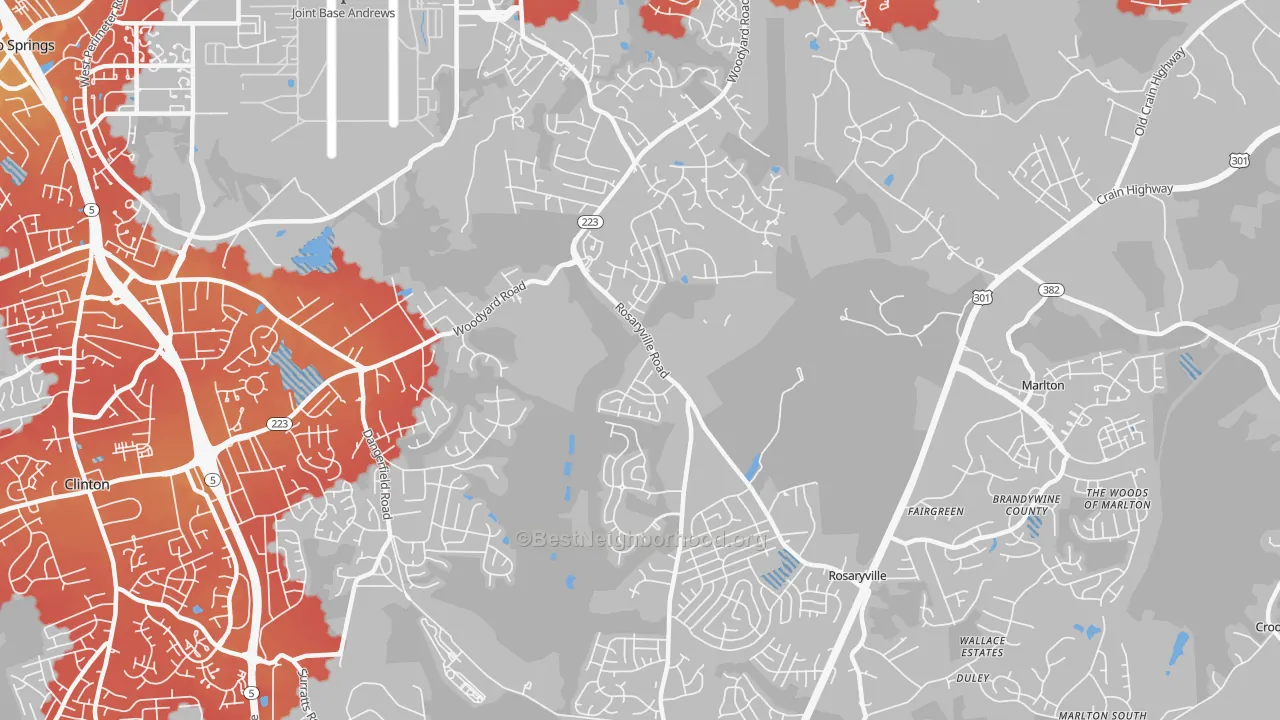 Transit Grade map of Rosaryville, MD