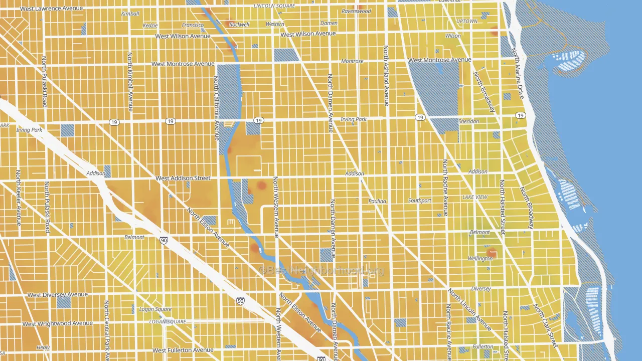Transit Grade map of Roscoe Village, Chicago, IL
