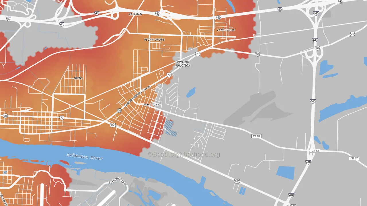 Transit Grade map of Rose City, AR