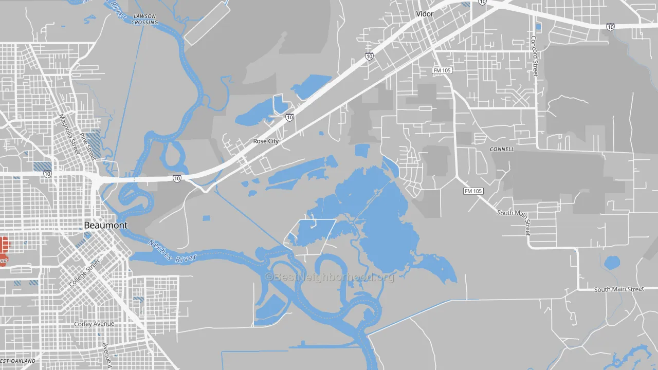 Transit Grade map of Rose City, TX