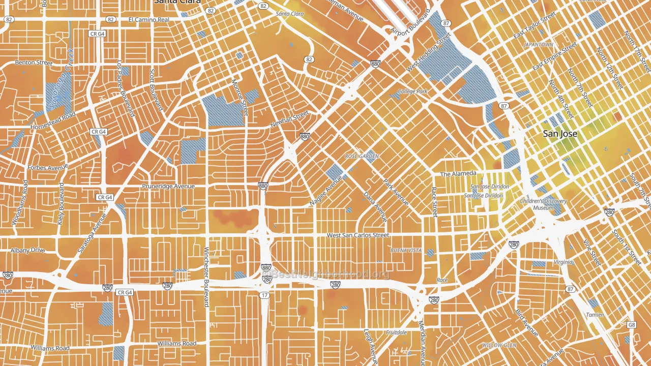 Transit Grade map of Rose Garden, San Jose, CA