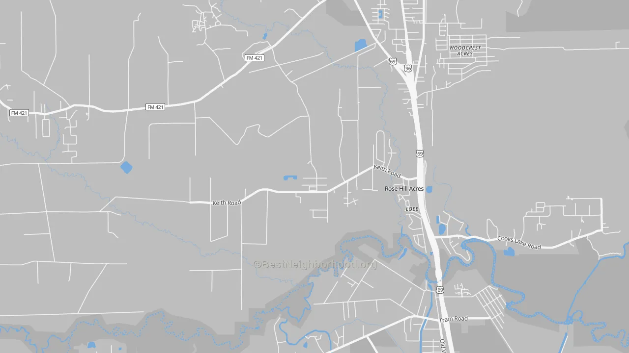 Transit Grade map of Rose Hill Acres, TX