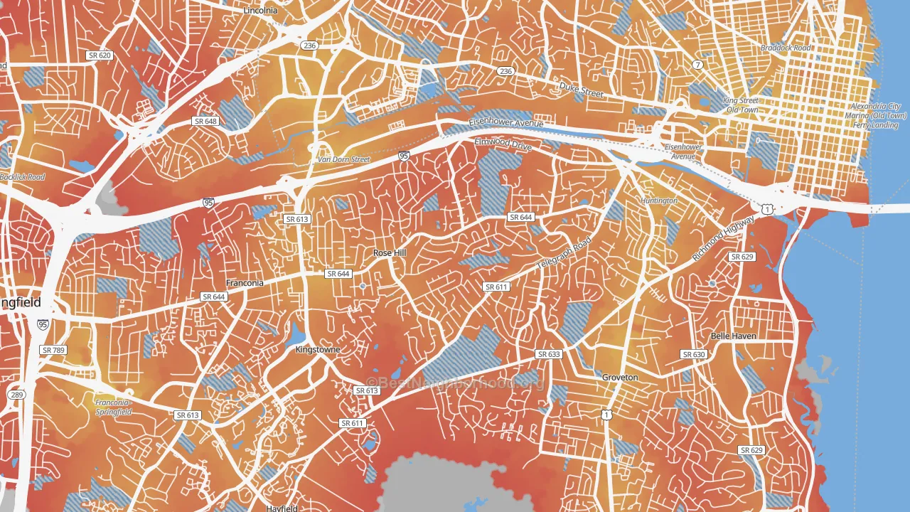 Transit Grade map of Rose Hill, Alexandria, VA