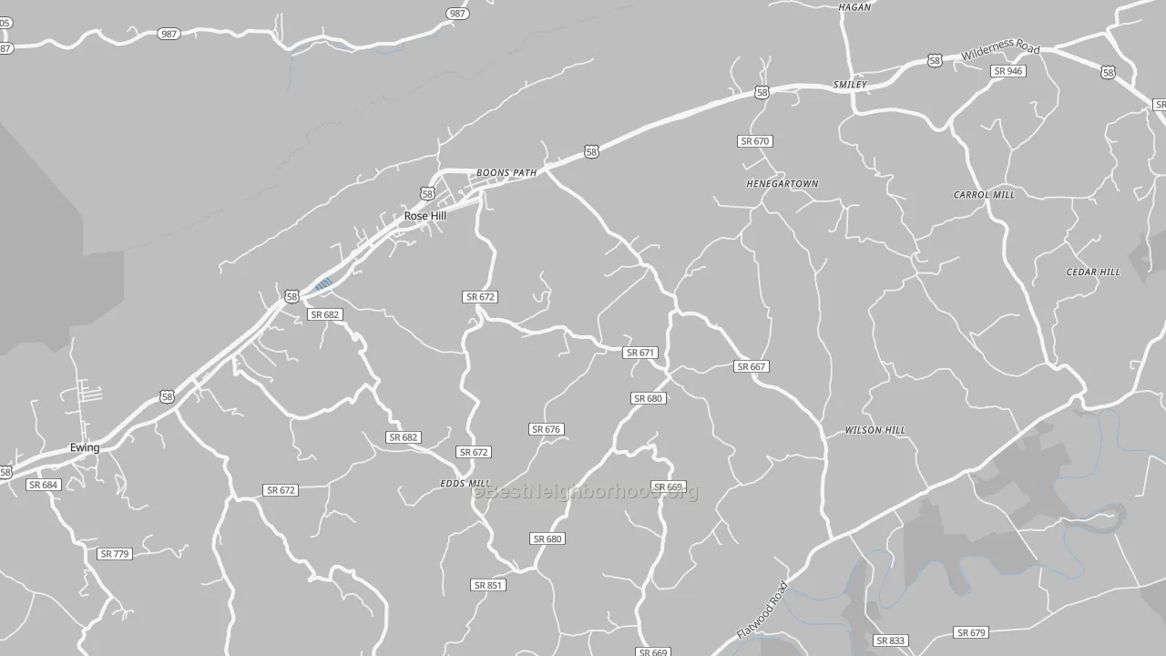 Transit Grade map of Rose Hill, VA