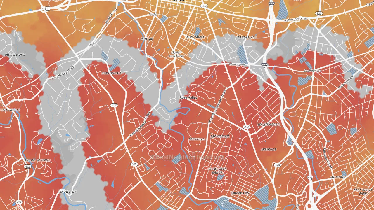 Transit Grade map of Rose Valley, PA