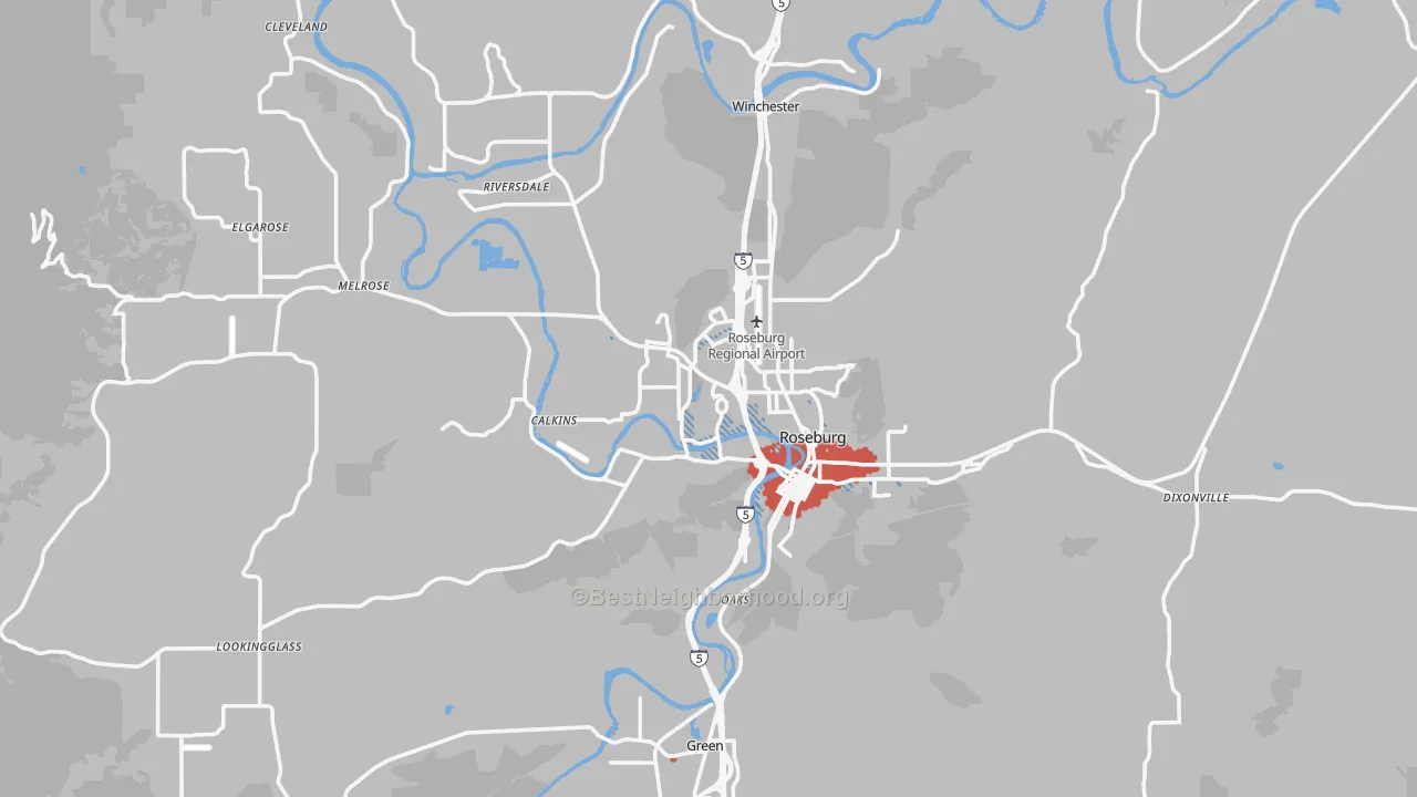 Transit Grade map of Roseburg, OR