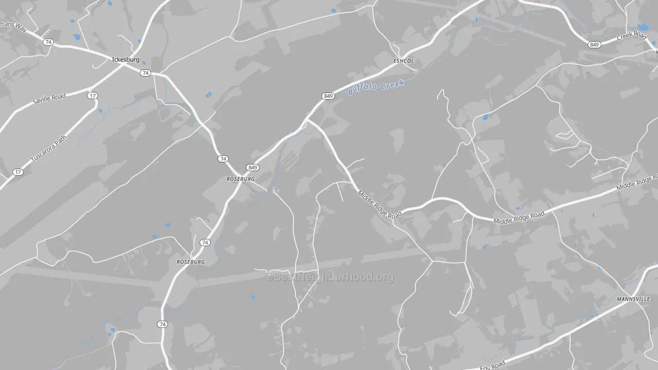 Transit Grade map of Roseburg, PA