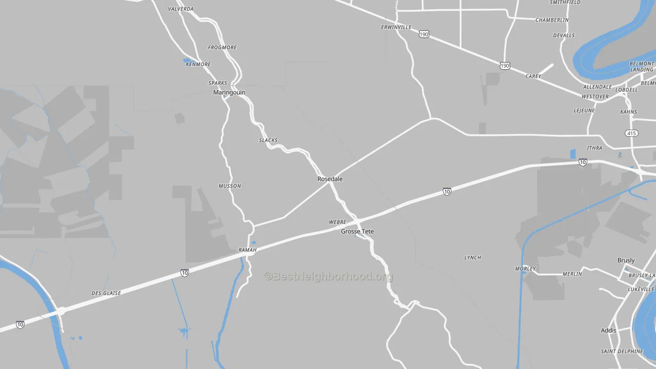 Transit Grade map of Rosedale, LA