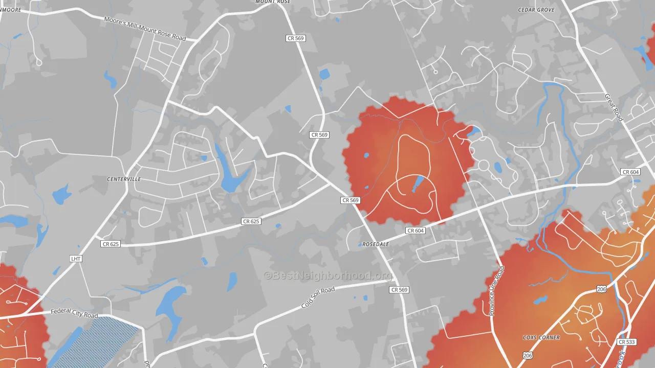 Transit Grade map of Rosedale, NJ