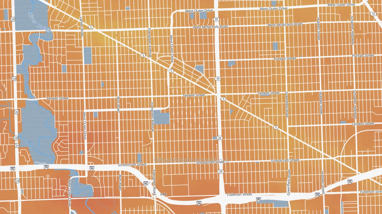 Transit Grade map of Rosedale Park, Detroit, MI