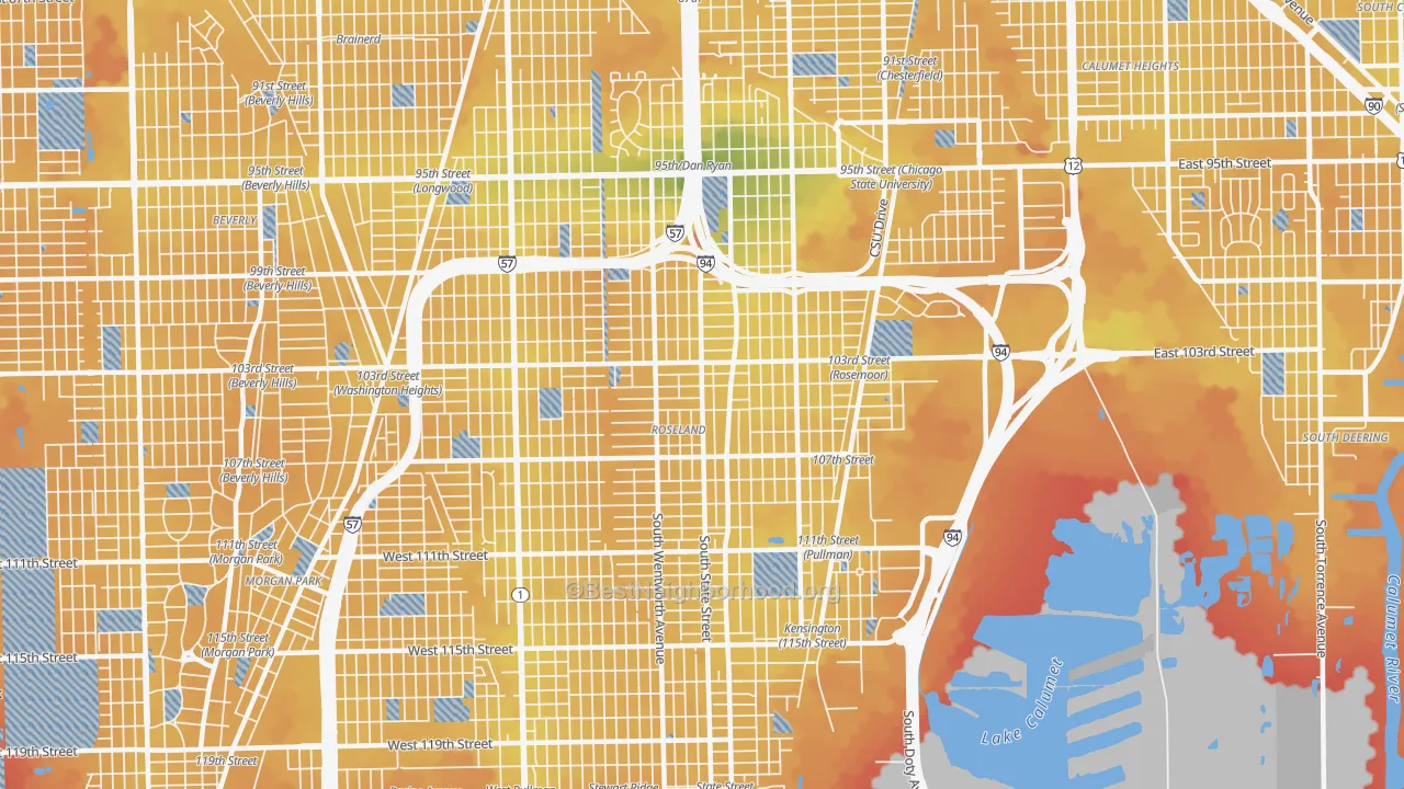 Transit Grade map of Roseland, Chicago, IL