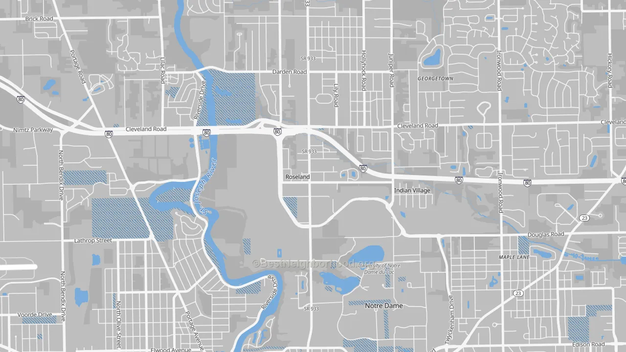 Transit Grade map of Roseland, IN