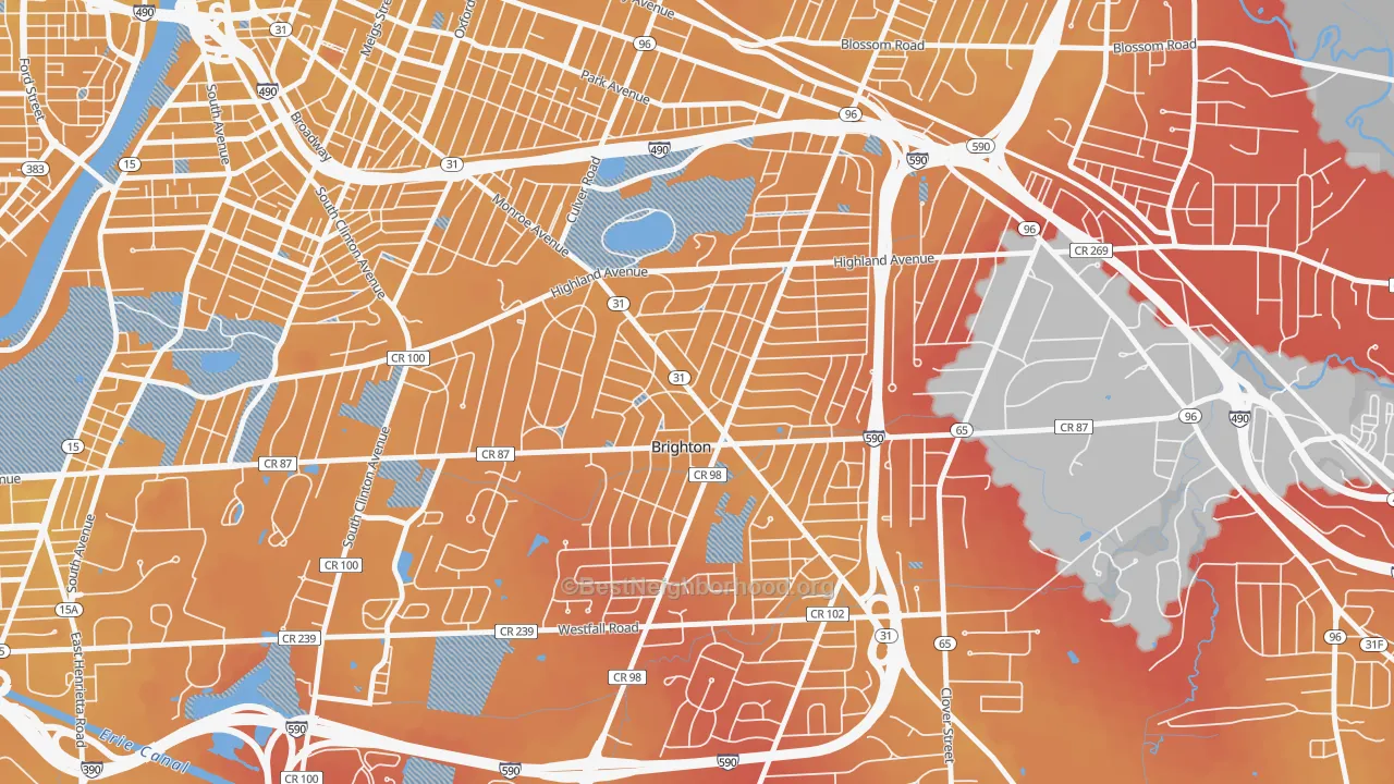 Transit Grade map of Roselawn, Brighton, NY