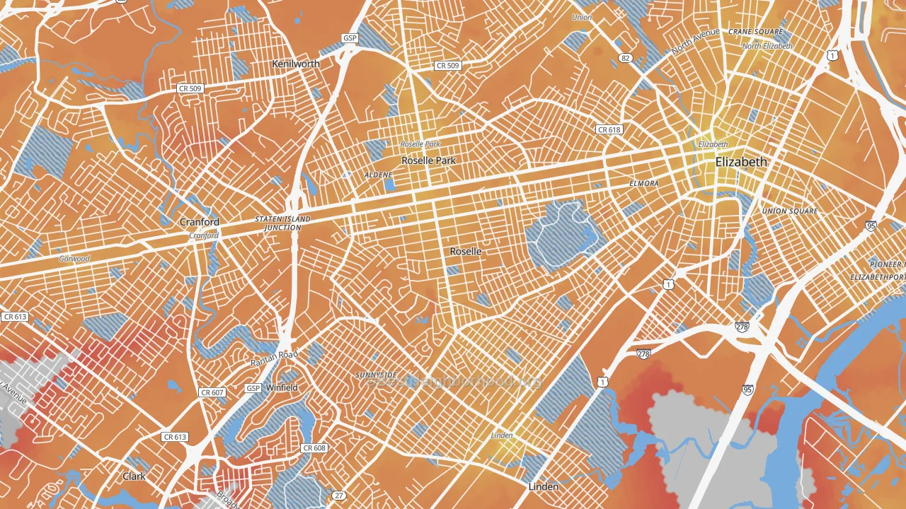 Transit Grade map of Roselle, NJ
