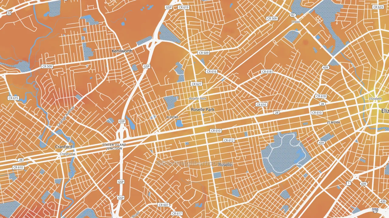 Transit Grade map of Roselle Park, NJ