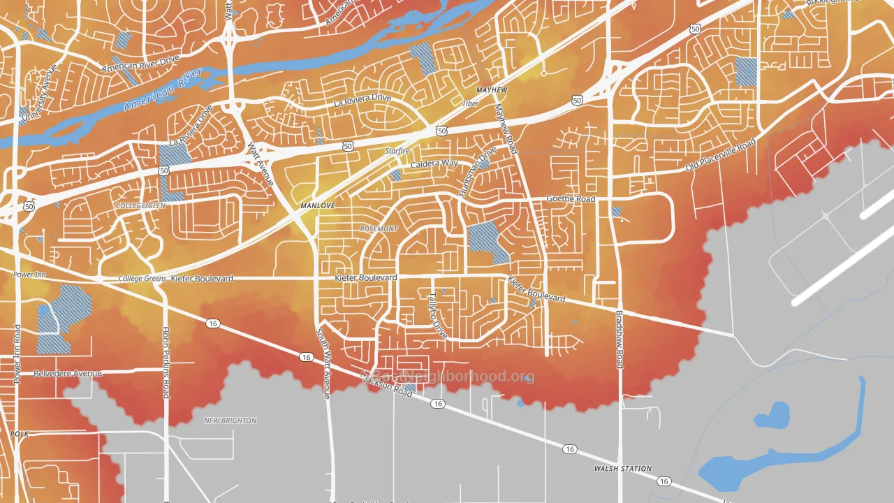 Transit Grade map of Rosemont, CA