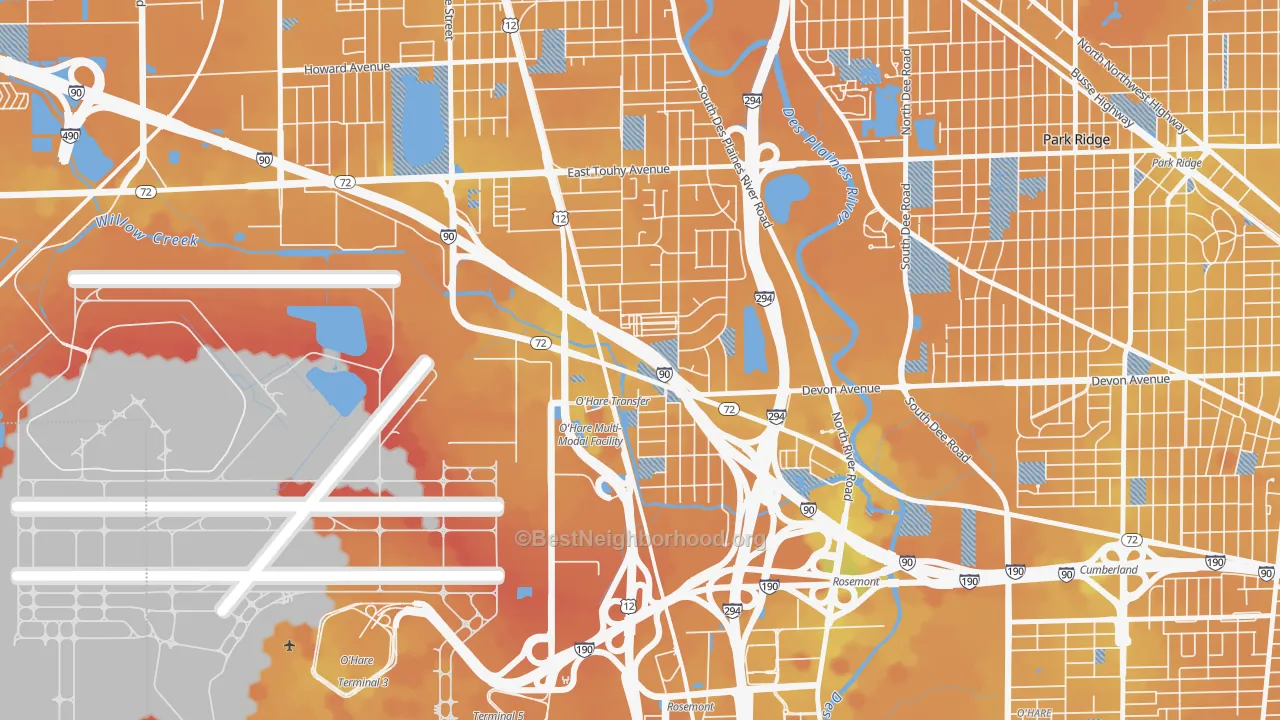 Transit Grade map of Rosemont, IL