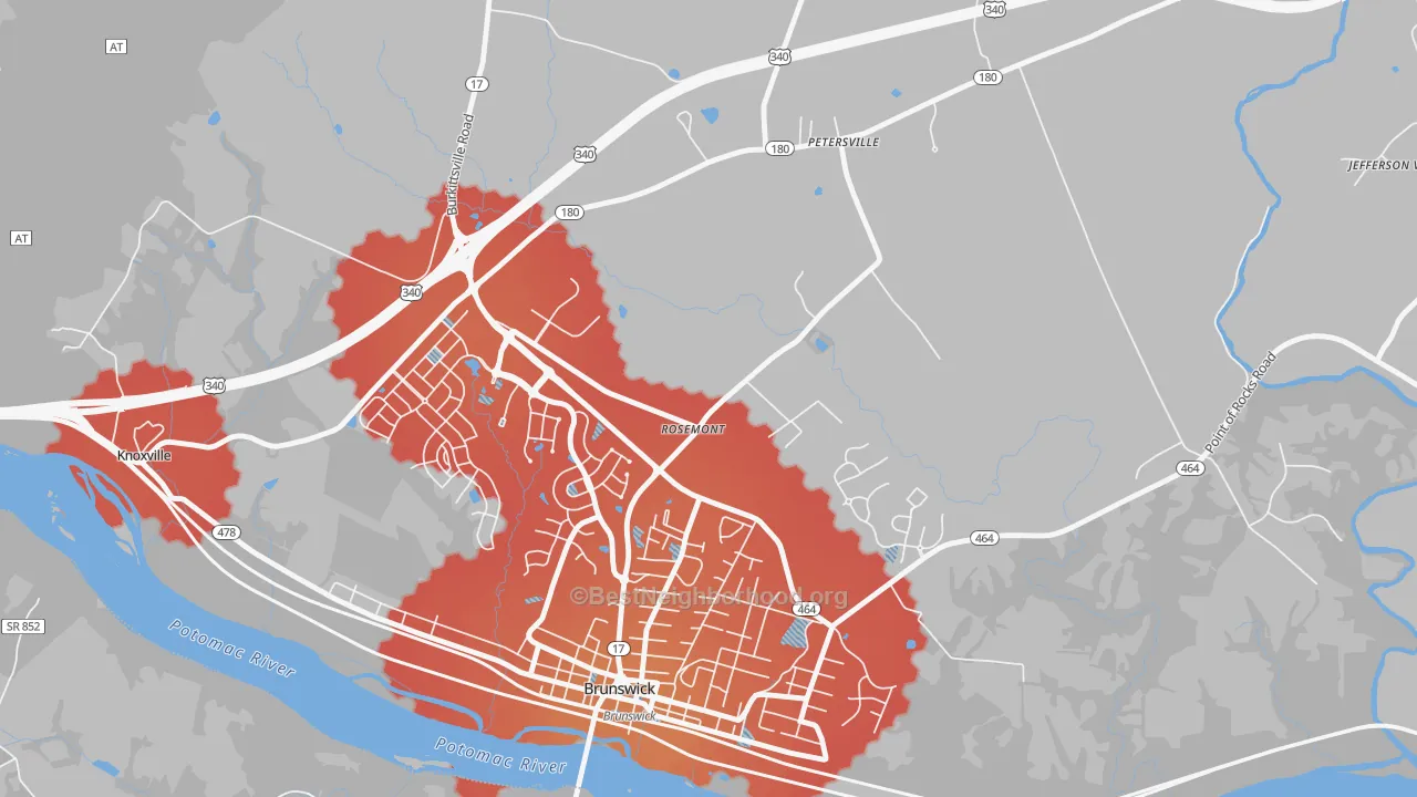 Transit Grade map of Rosemont, MD