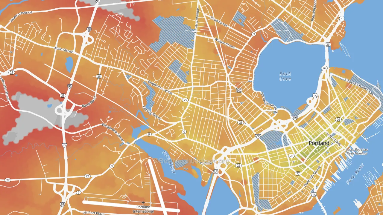 Transit Grade map of Rosemont, Portland, ME