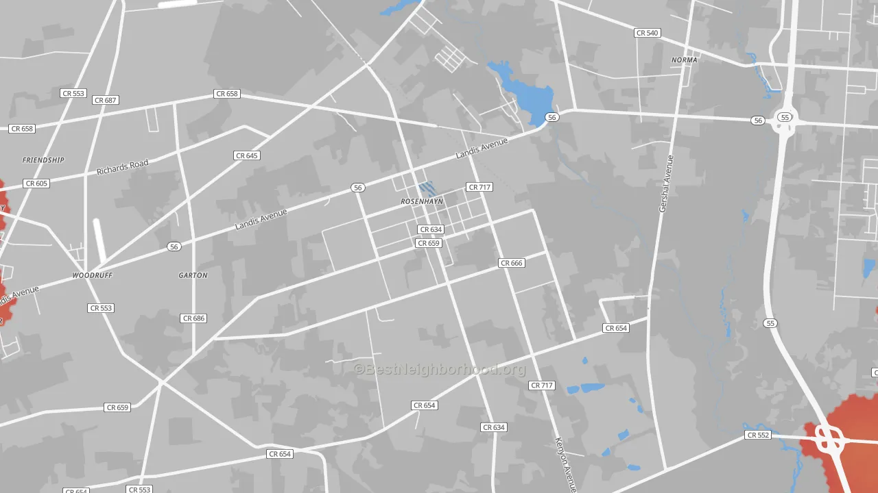 Transit Grade map of Rosenhayn, NJ