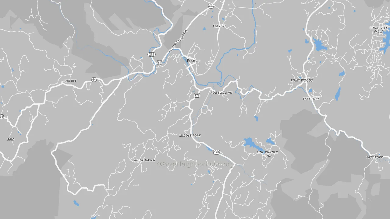 Transit Grade map of Rosman, NC