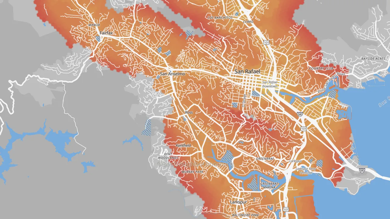 Transit Grade map of Ross, CA