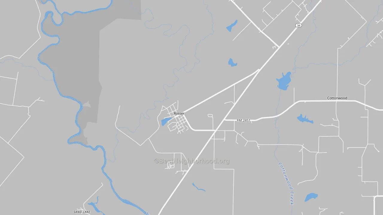 Transit Grade map of Rosser, TX