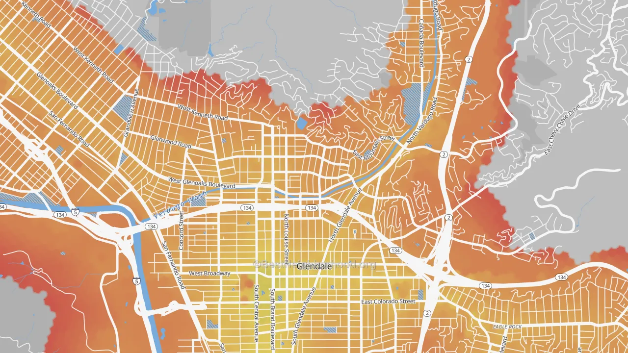 Transit Grade map of Rossmoyne, Glendale, CA